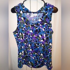 Kasper Blue/Purple Multicolor Sleeveless Blouse size Large